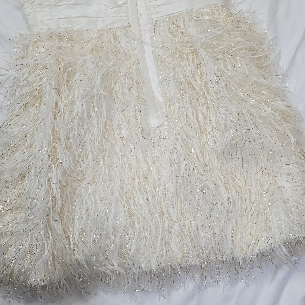 Jaygodfrey Elegant Rami Faux Feather Trimmed Strapless  Mini Dress Size 4. - Picture 11 of 14